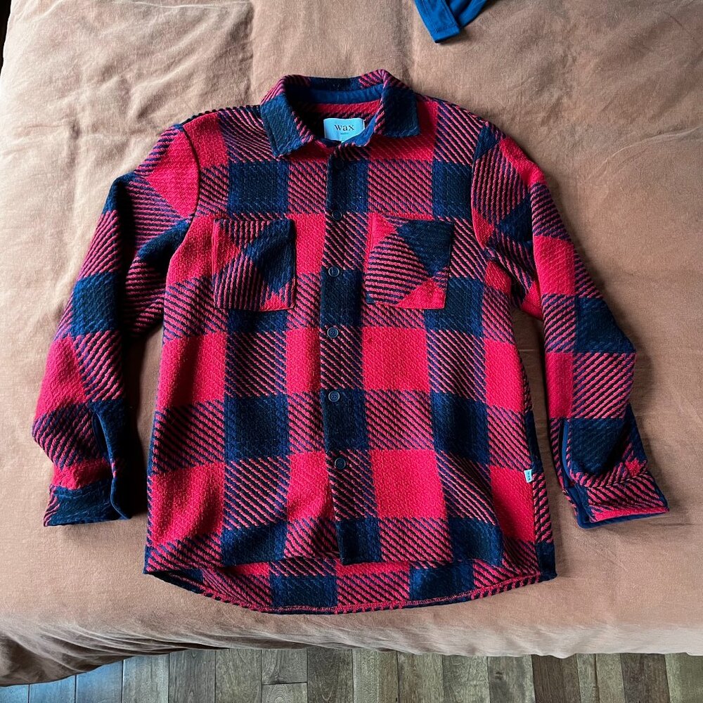 Wax London - Whiting Patron Check Shacket in Red/Black - Men's Large